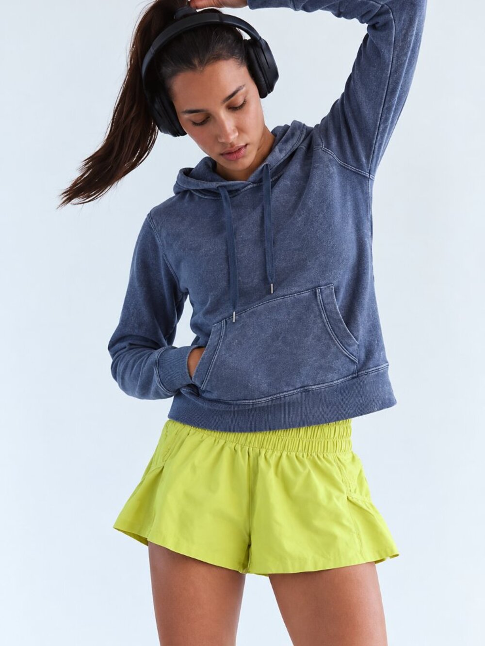 Washed dusty blue vintage-look casual athleisure elevated loungewear hoodie